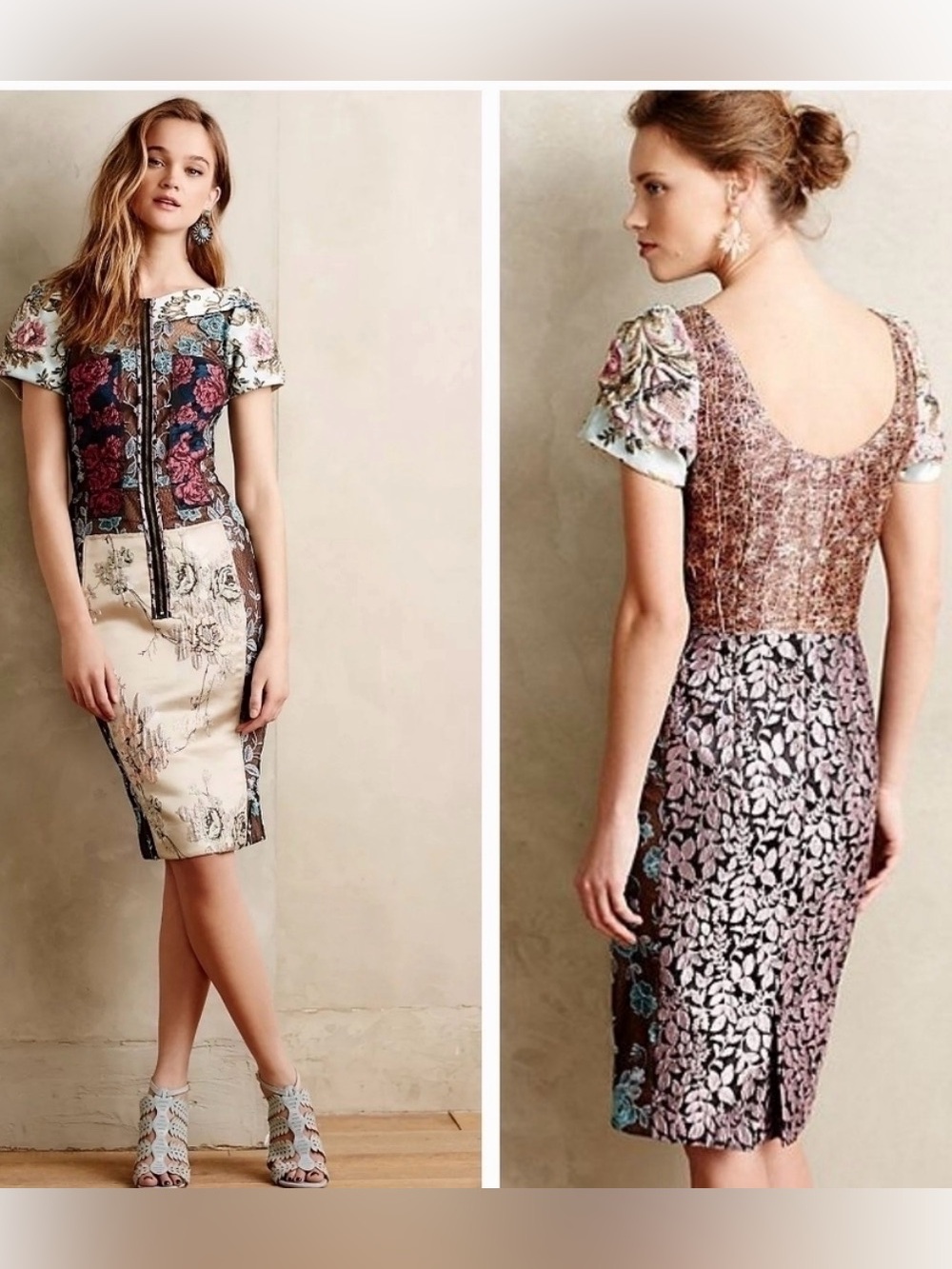 Beautiful beguile by Byron Lars dress brocade Anthropologie size 2p petite NWT